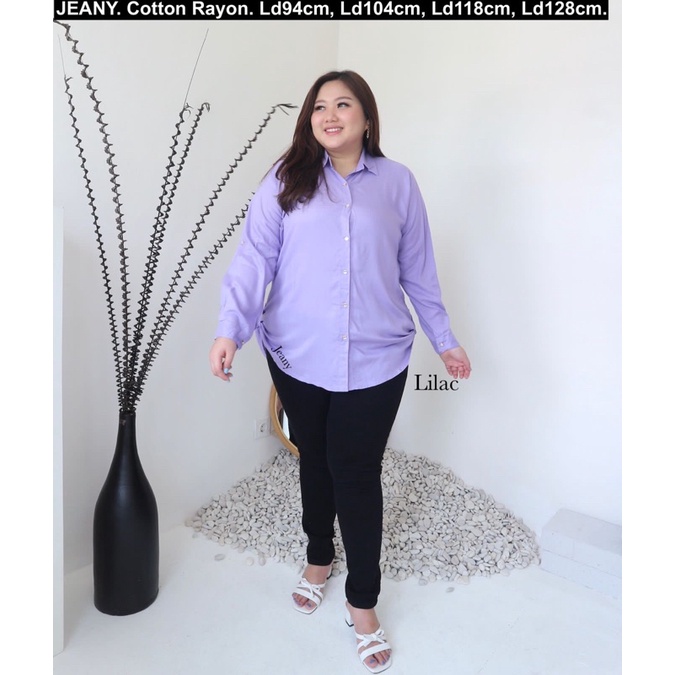 Kemeja Wanita Rayon Basic Polos warna Lilac