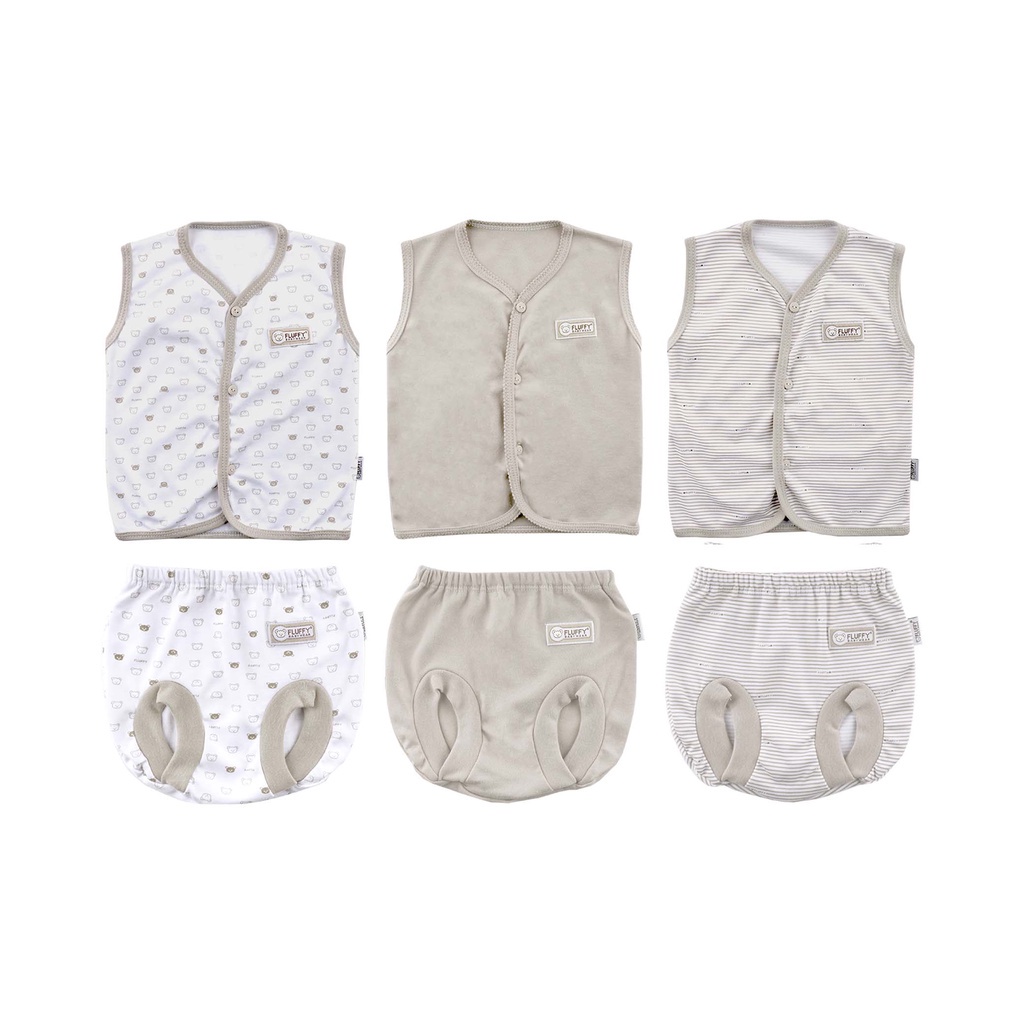Fluffy Setelan Baju Kutung Celana Pop Khaki Series - Fluffy Baju Bayi SNI