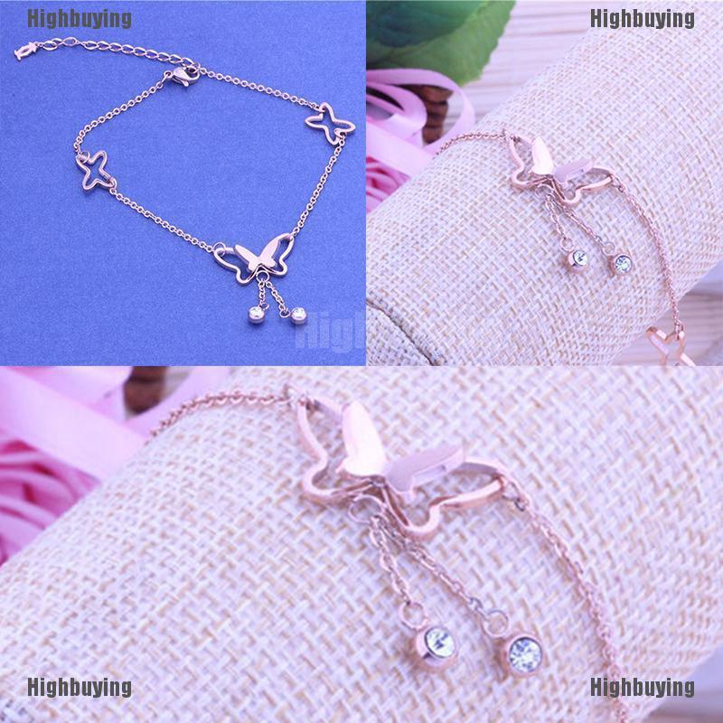 Gelang Kaki Rantai Warna Rose Gold