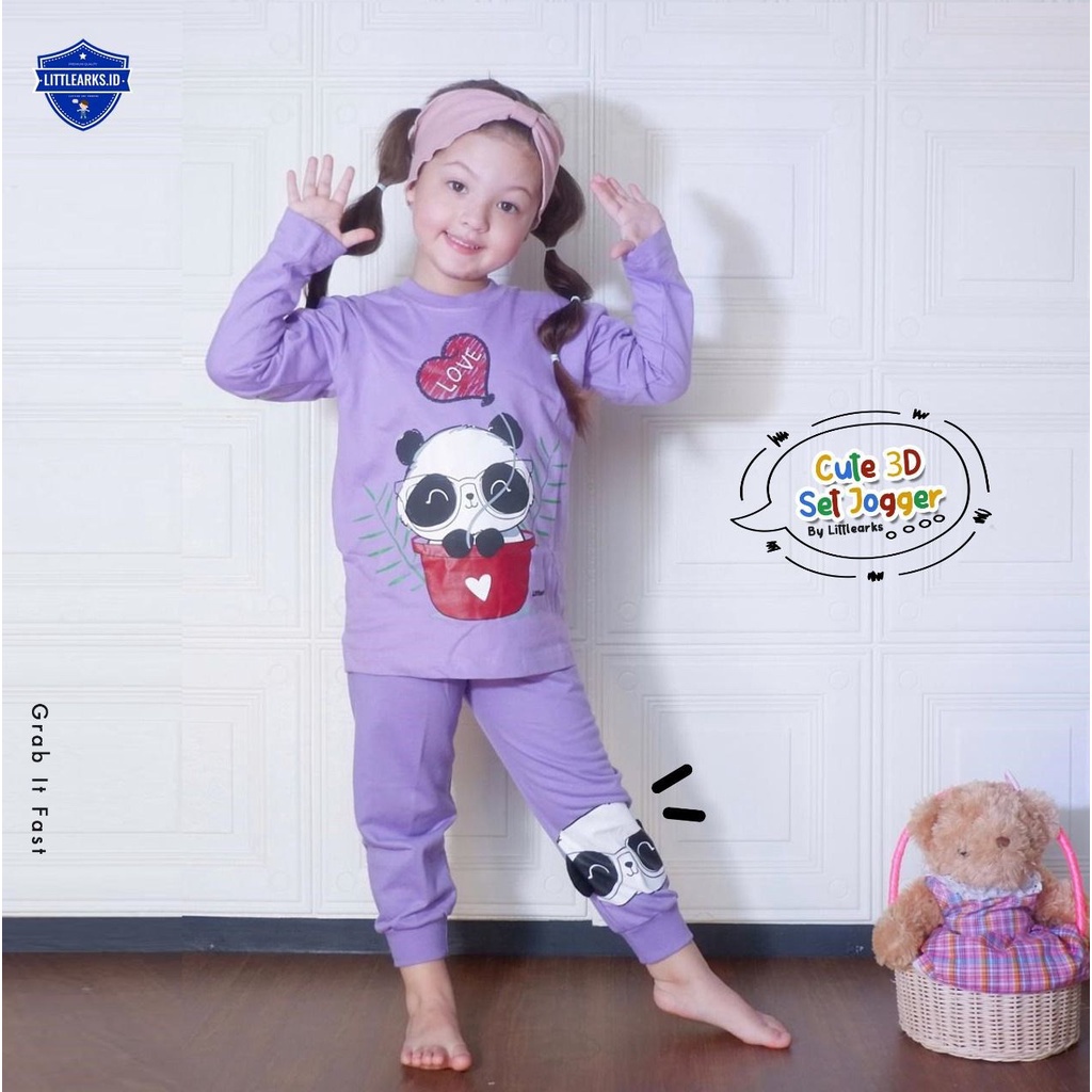 SETELAN ANAK BAJU ANAK UNISEX CUTE 3D ANIMAL 2-10 TAHUN