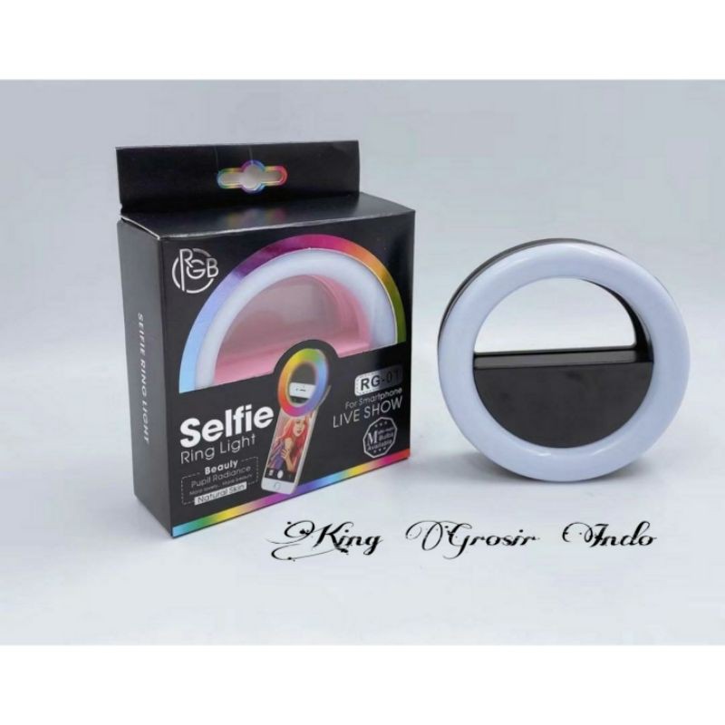 Selfie Ring Light LED RG 01 / Ring Light Jepit Di Hp 15 Warna Lampu