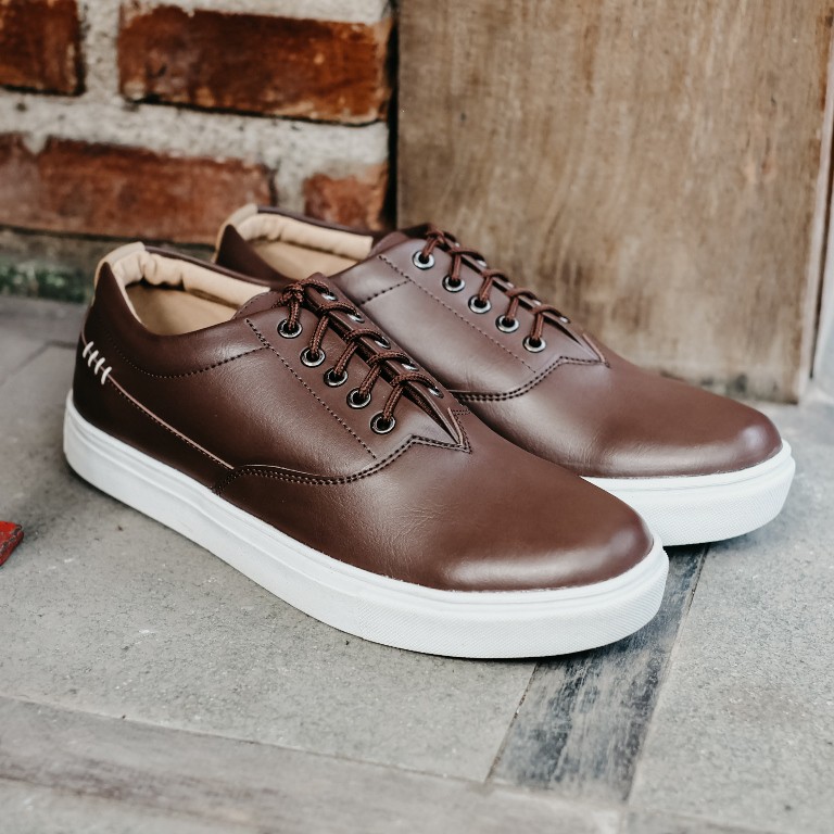 REGAL BROWN |FORIND x Headway| Sepatu Sneakers Santai Kasual Kerja Kuliah Klasik Pria/Cowok Ori Lace