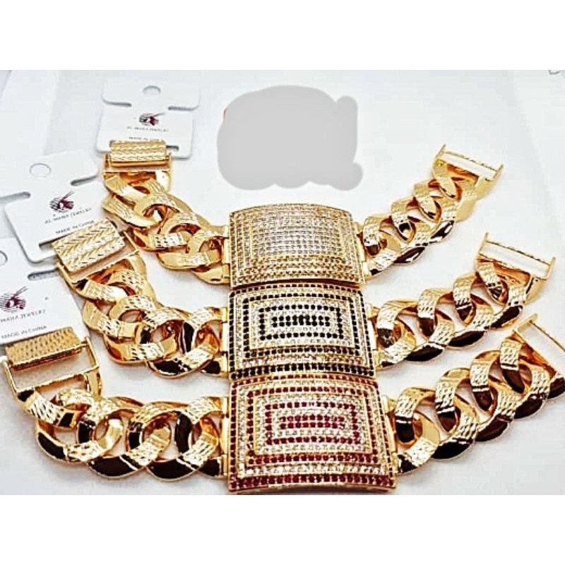 Gelang Xuping Lapis Emas 24k Rante Plat Besar Mewah