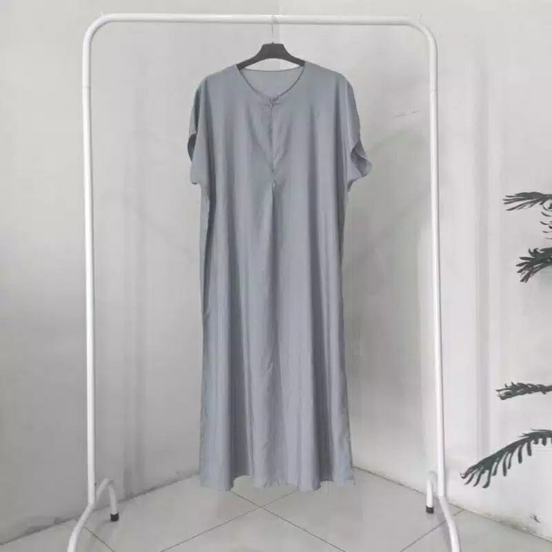 BUSUI FRIENDLY DASTER POLOS BUSUI PANJANG SEMATA KAKI RAYON DASTER LONG KEKINIAN-Abu-abu