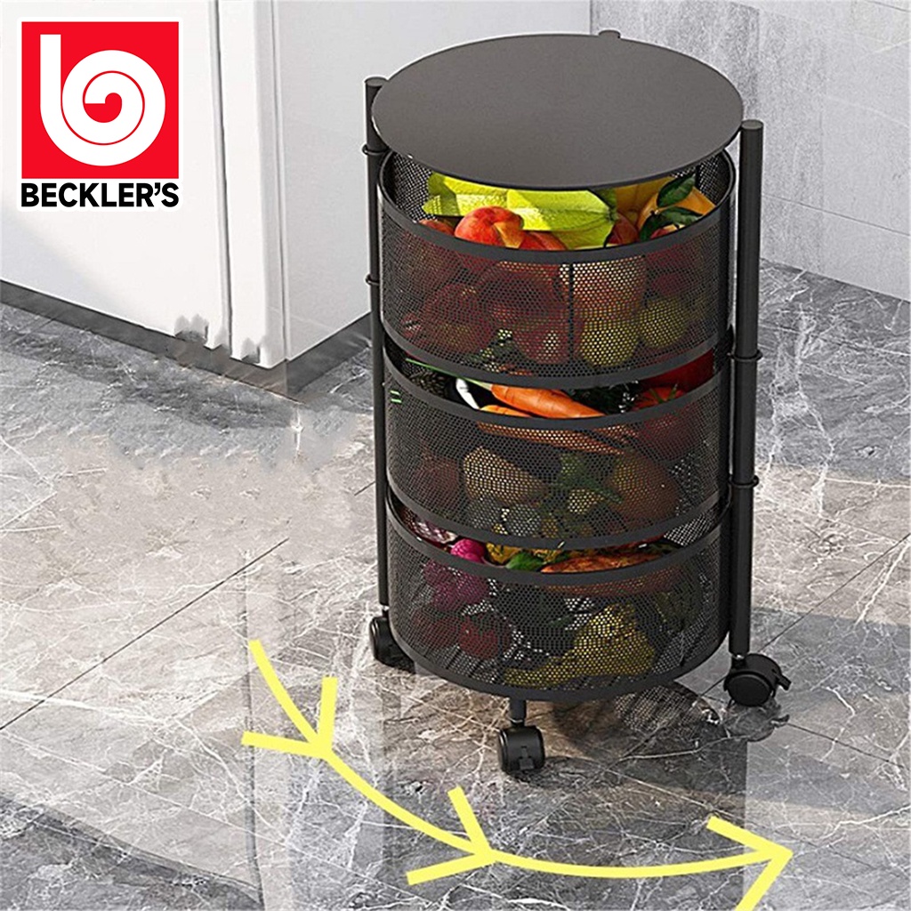 Rak Besi Troli Susun Putar Serbaguna Tingkat Model Bulat/Rotary Multilayer Organizer/Rak Dapur MultiFungsi