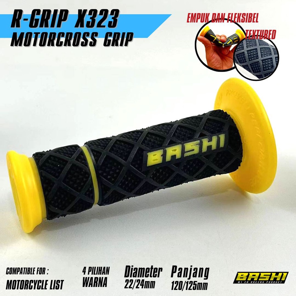 HANDGRIP MOTOR BASHI R-GRIP X323 TPR MOTOCROSS EMPUK FLEKSIBEL ANTI SLIP TOURING