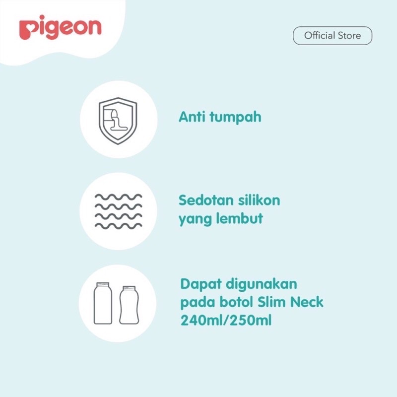Sedotan Pengganti Nipple Straw ORIGINAL Replacement Botol Susu Pigeon Slim / Standar Neck Pigeon Silicone Straw Top 8+