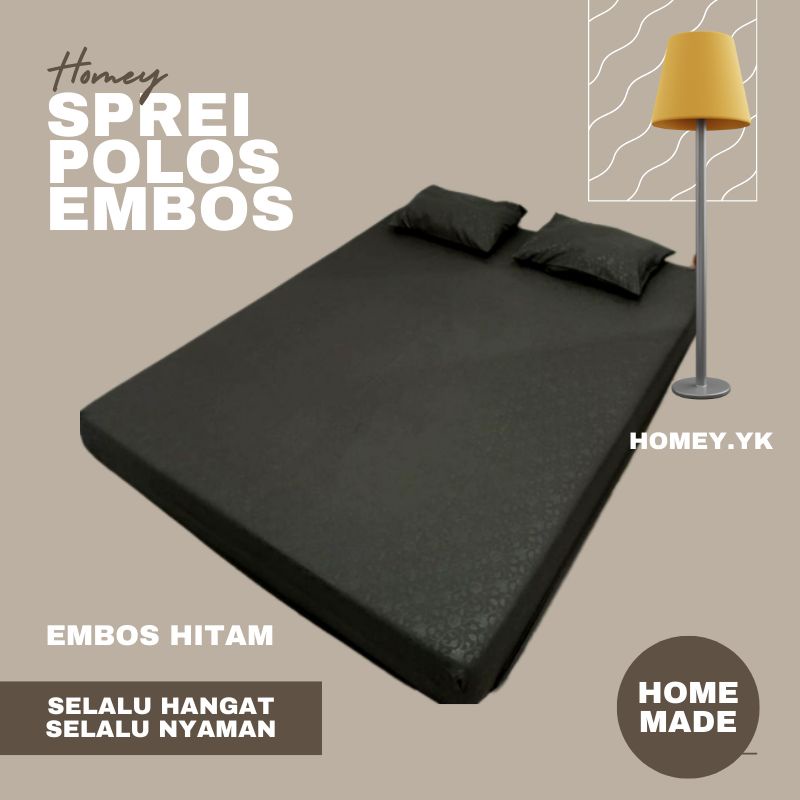 Sprei Homemade Polos Full Embos Hitam Ukuran 120/160/180/200