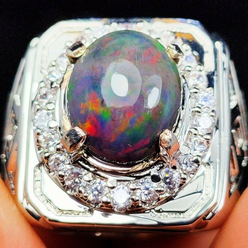 Cincin Batu Black Opal Kalimaya