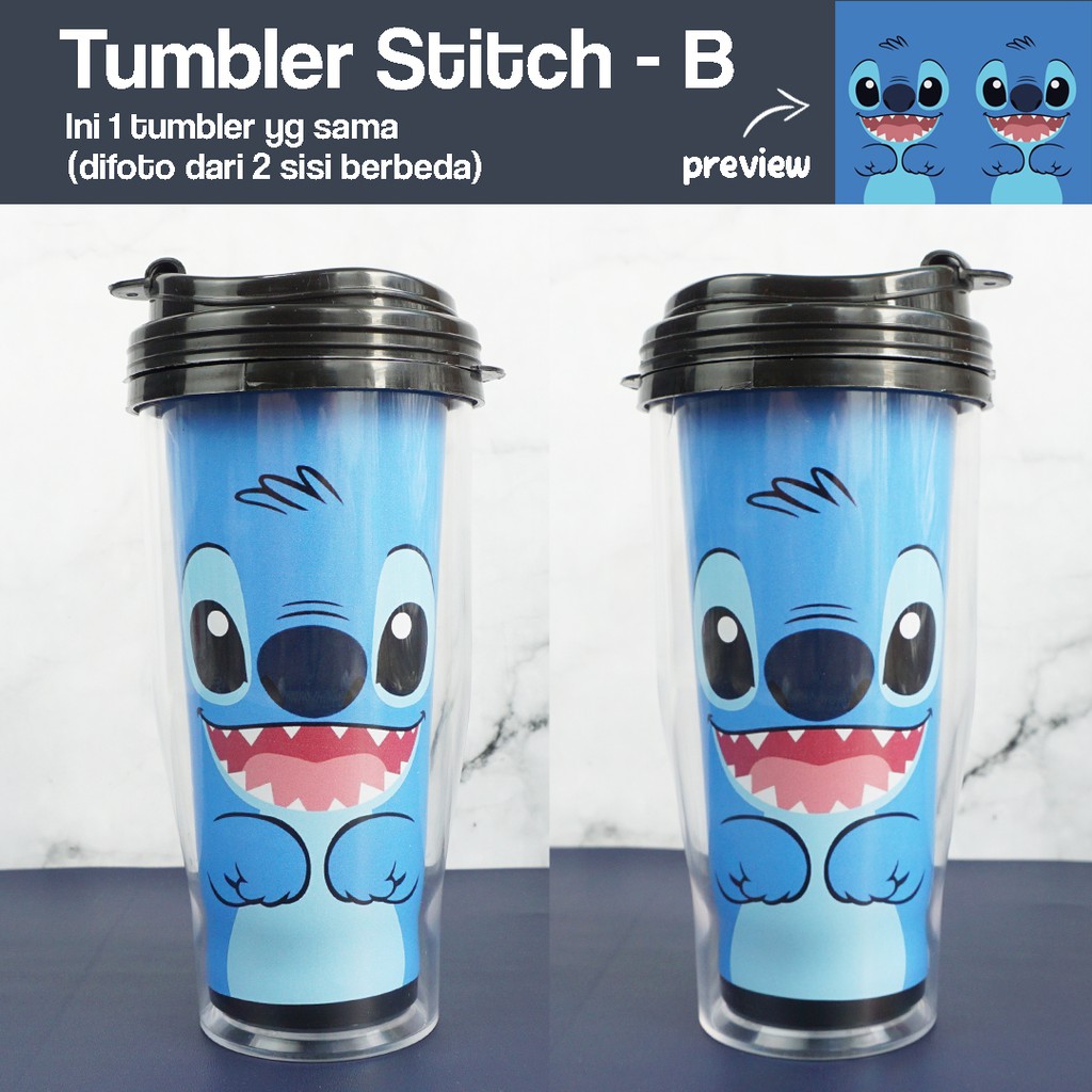 Tumbler STITCH - Botol Minum Kartun Anak Teman Lilo Souvenir Hadiah Unik Tumblr-Stitch-B