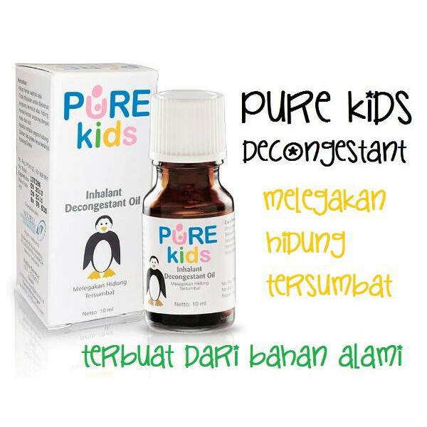 Pure Kids (Baby) Inhalant Decongestant Oil 2 pcs + Free Tungku Aromatherapy Original / Lemon