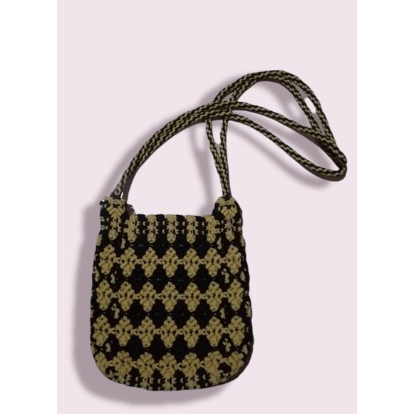 sling bag / tas selempang etnik tali kur preloved / bekas murah bagus