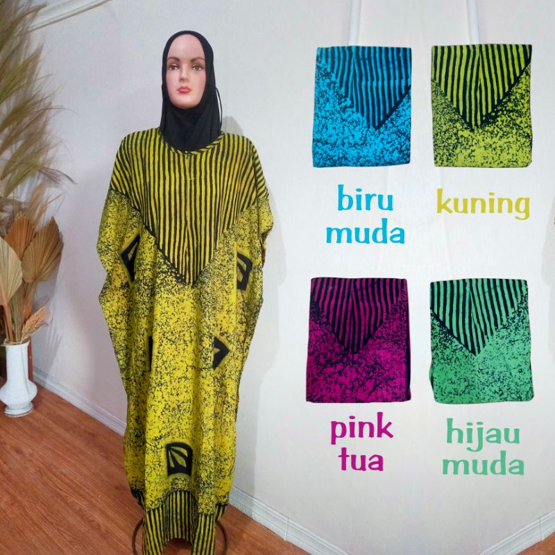 DASTER KAFTAN ALL SIZE BAHAN KATUN DINGIN MOTIF GARIS BY SHELLASAUKIA