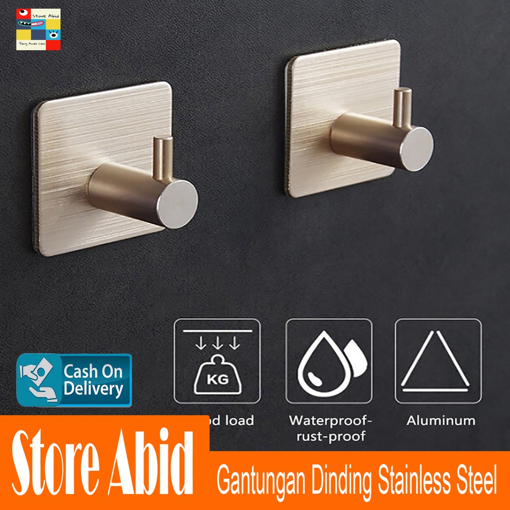 Gantungan Baju Dinding Tempet Hook Hanger Baju Stainless Steel