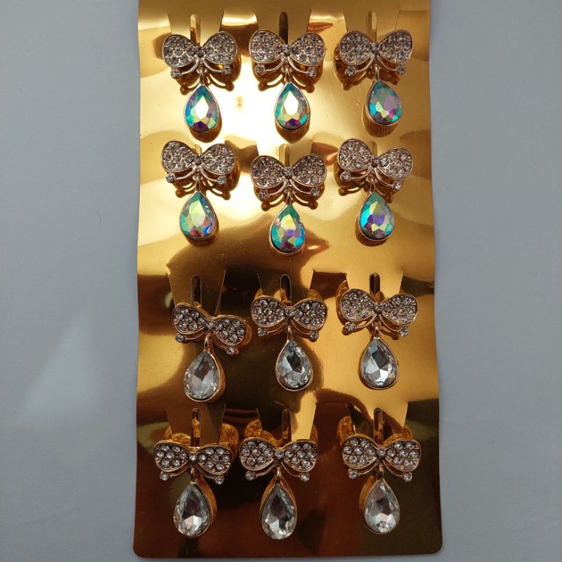 BROS DAGU Kecil Hijab Jilbab Aksesoris Wanita Muslim Cantik Full Mata Bros dagu murah.-Jurai kuning E