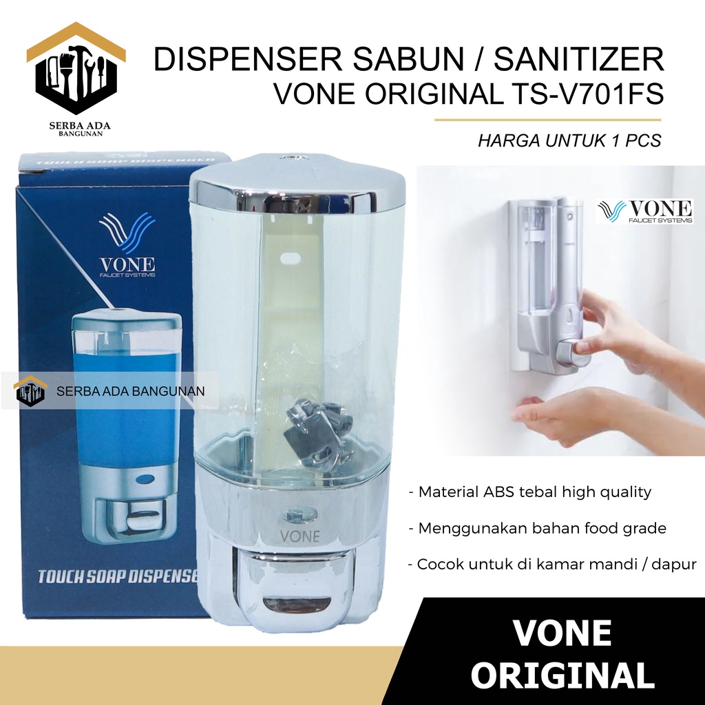 VONE TS-V701FS TEMPAT SABUN CAIR SOAP DISPENSER GANTUNG TEMBOK MEWAH ELEGAN PRAKTIS SHAMPOO MURAH