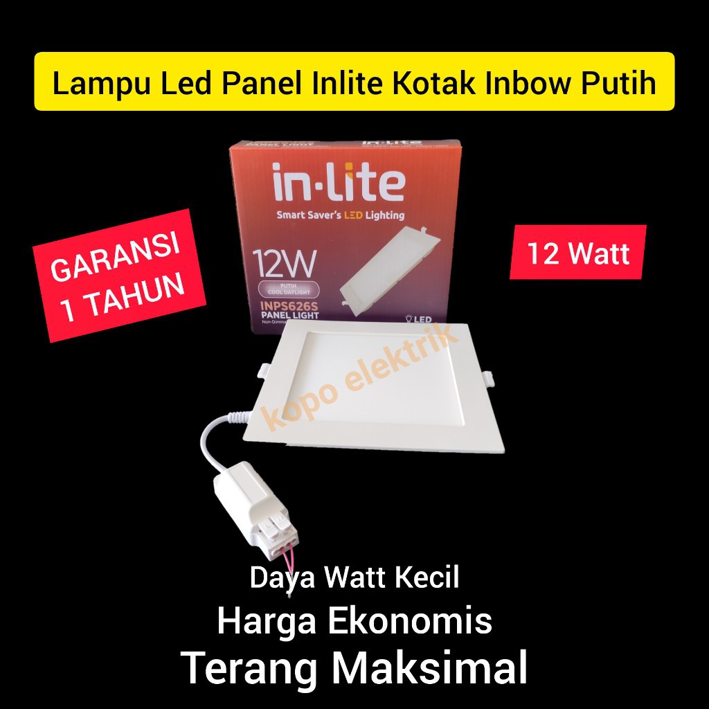 (BERGARANSI 1 TAHUN) INLITE Downlight Led Panel 12 Watt KOTAK 12w