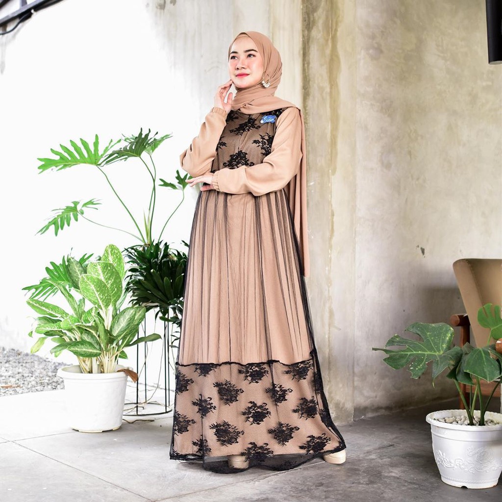 [BISA COD] DRESS MUSLIM MURAH / CORDY DRESS BRUKAT / DRESS BRUKAT MUSLIM CHOCO MUSTARD GREY MAUVE