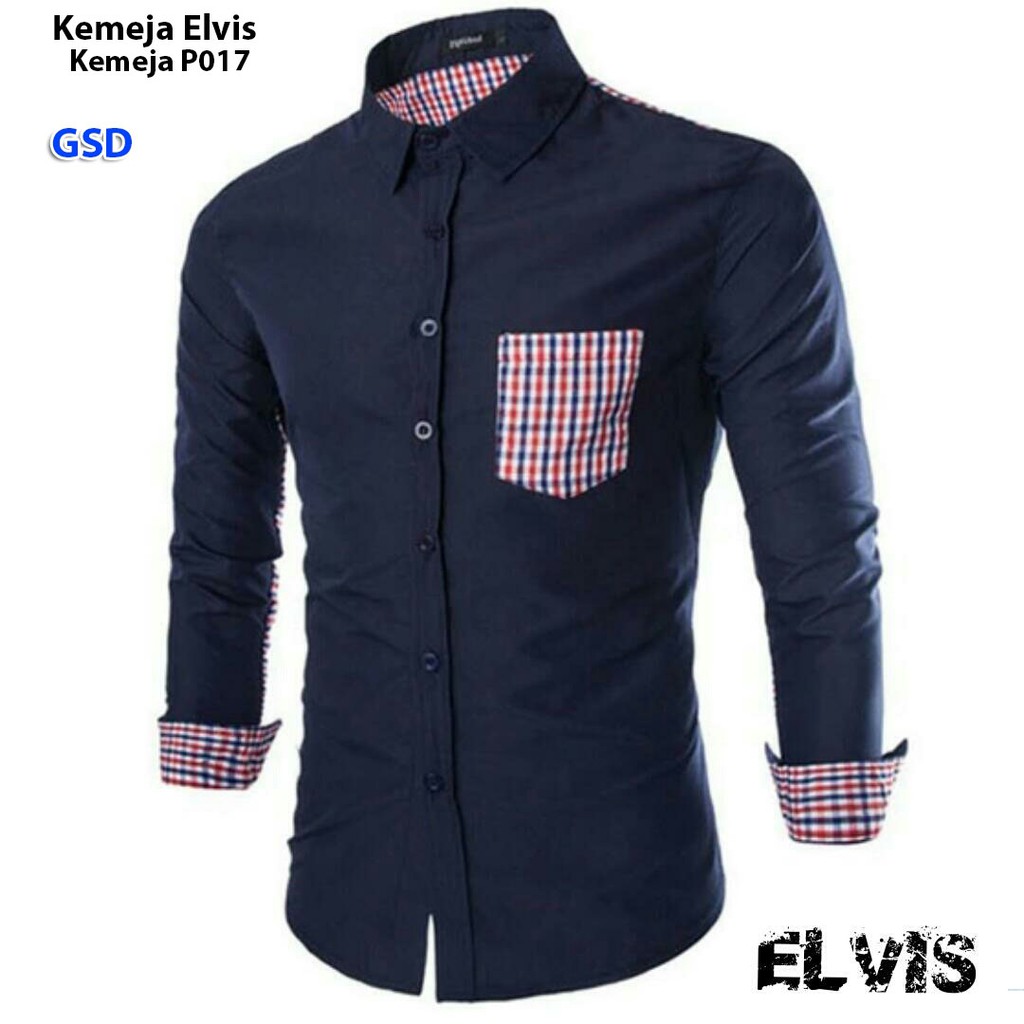 kemeja kotak kotak pria/kemeja katun pria/kemeja panjang kerja pria/kemeja elvis