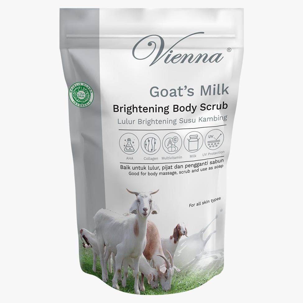 Vienna Lulur Refill Goat Milk Whitening Susu Kambing 1Kg Original Bpom - Isi Ulang Lulur Vienna Susu