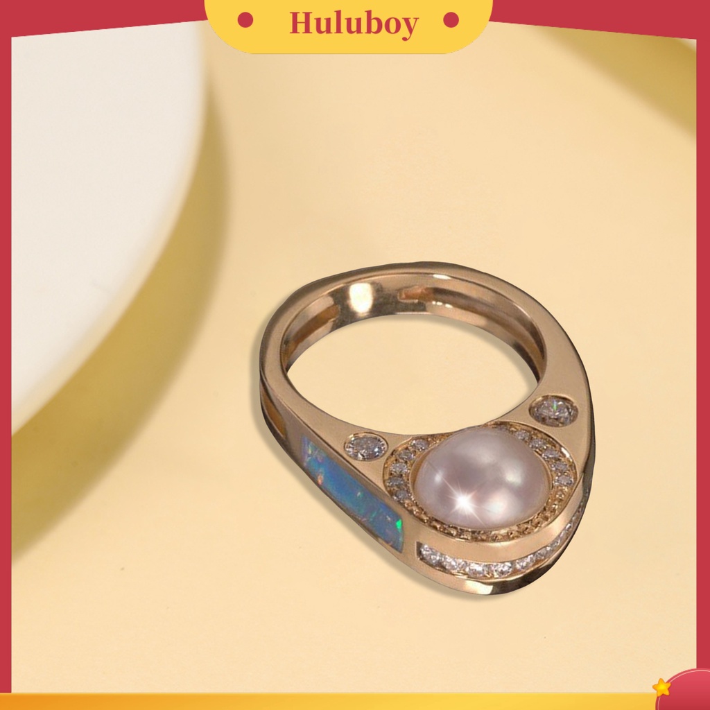 Hu Hu Hu Hu Hu Alat Bantu Pasang Kacamata♡ Cincin Emas Artistik Elegan Hias Mutiara Imitasi Untuk Wanita