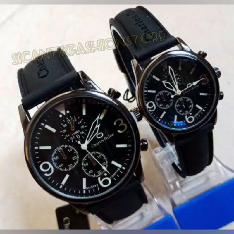 (PROMO)JAM TANGAN COUPLE CHARLES DELON TERLARIS ANTI AIR SUDAH SEPASANG ORIGINAL