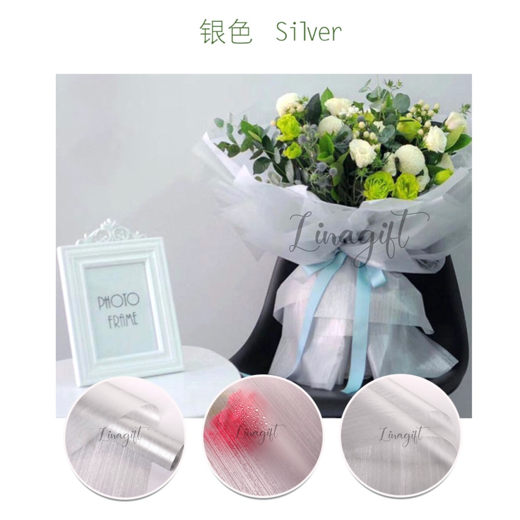 ( 5 Lembar ) TRANSLUCENT STRIPE SILK - CELLOPHANE TRANSPARANT FLOWER WRAPPING PAPER- MARMER SALUR KERTAS BUNGA BUKET BUNGA KOREAN PLASTIC CELLOPHANE