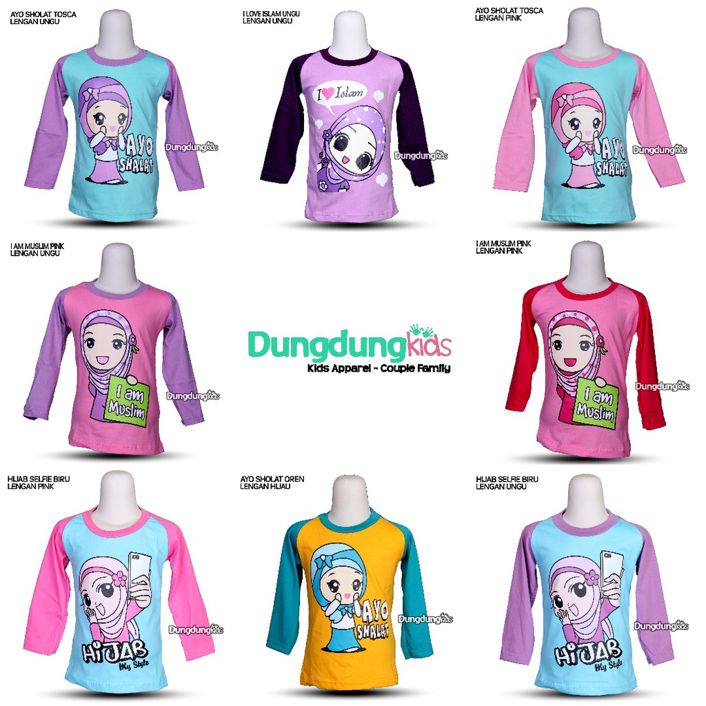 BAJU KAOS ANAK MUSLIM HIJAB PEREMPUAN CEWEK LENGAN PANJANG BAJU KAOS ANAK MUSLIM HIJAB PEREMPUAN CEWEK LENGAN PANJANG