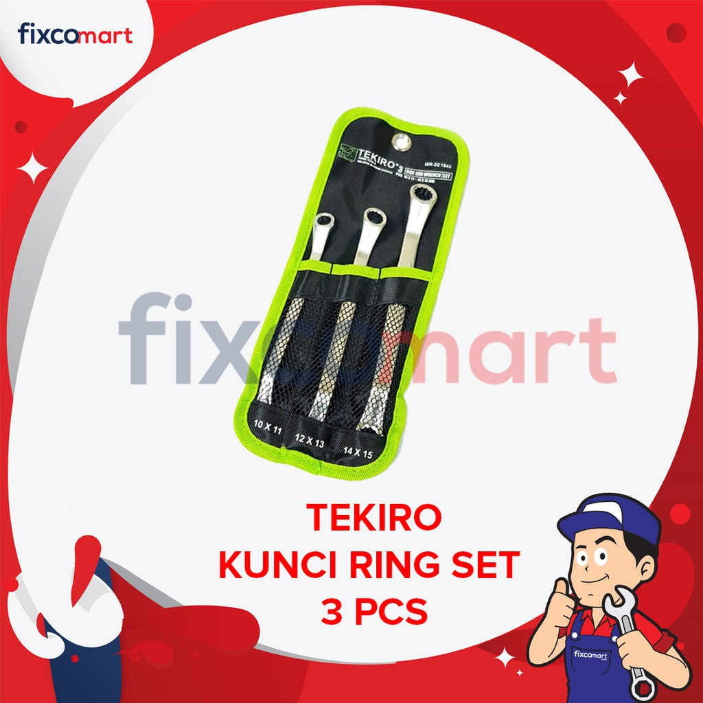 Tekiro Kunci Ring Set 3 Pcs (10-15 Mm) / Tekiro Box End Wrench Set