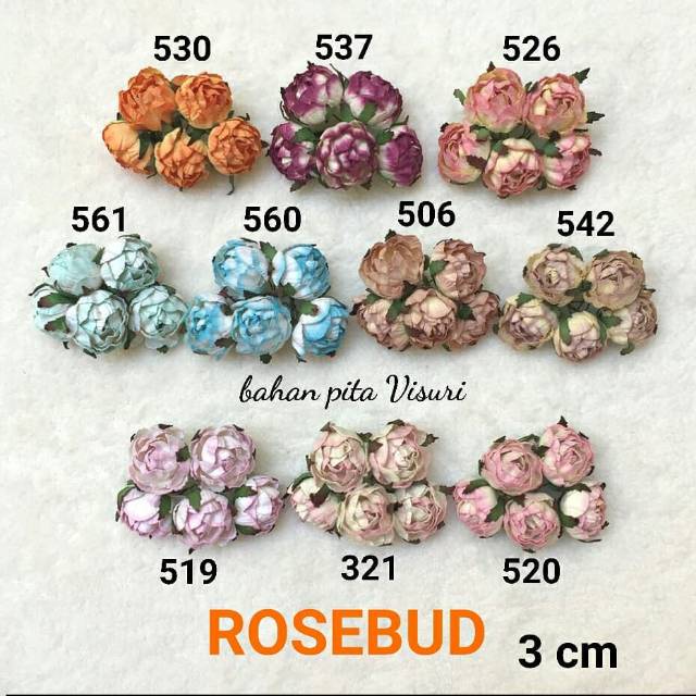 Paper Flower Rosebud 3 cm Seri E