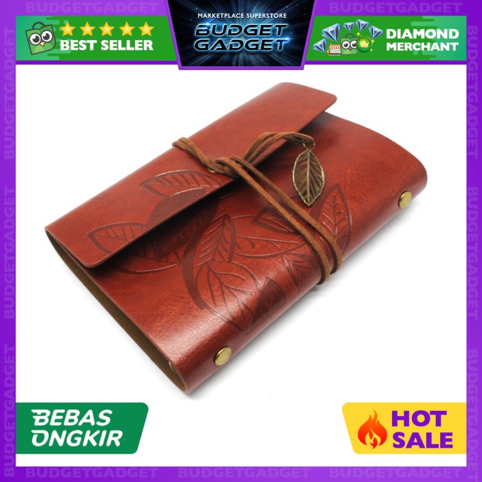

READY Buku Catatan Binder Kulit Retro Leaf Kertas A5 - Cokelat TERLARIS