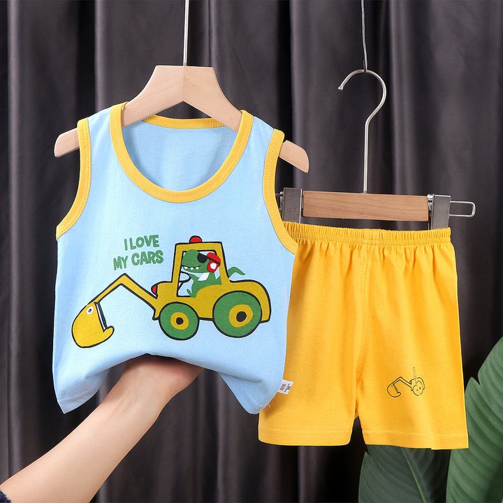 Setelan Baju Bayi Kaos Tanpa Lengan Anak Bahan Adem Usia 0-1 Tahun / Setelan Baju Bayi Newborn / Baju Bayi Import