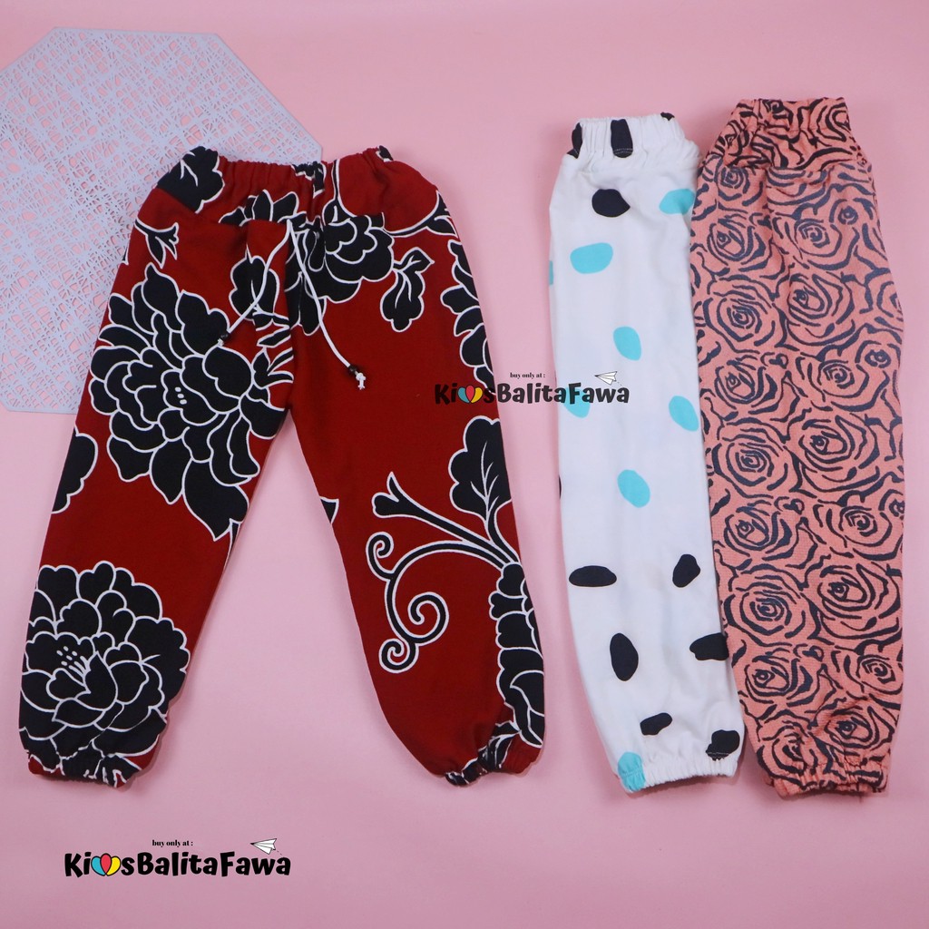 (ANAK PEREMPUAN) Jogger Motif uk 5-8 Tahun / Celana Panjang Anak Cewek Joger Pants Import Murah Lucu