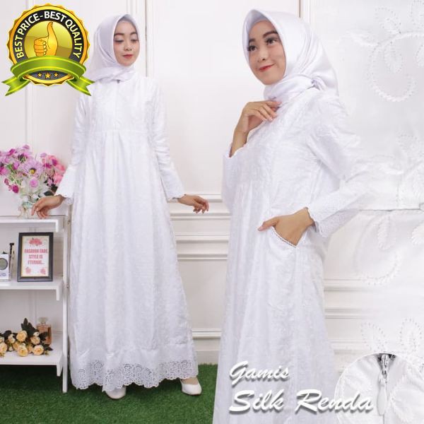 Grosir gamis sutra renda krancang/perlengkapan haji dan umroh Berkualitas
