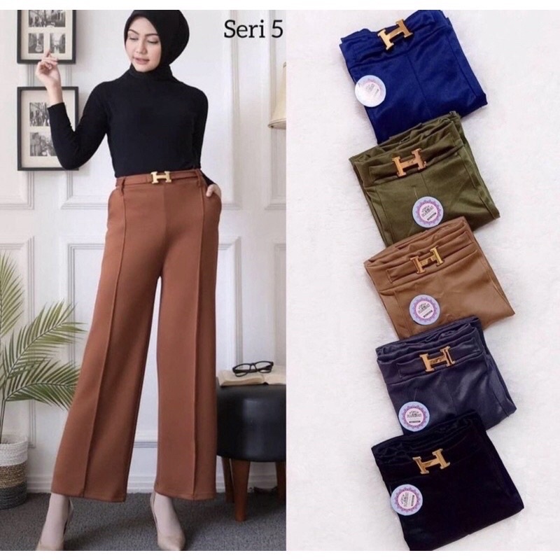 Celana kulot Scuba H / Kulot Scuba Cubit Belt H