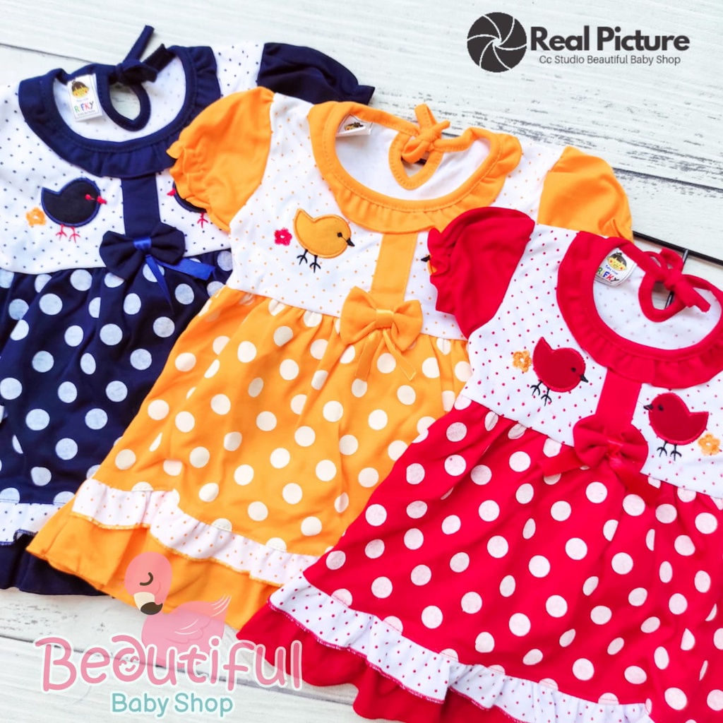 Dress Bayi Perempuan Motif Chicken Polka / Rok Baju Bayi Perempuan  Merk Rifky Collection / Baby.ou