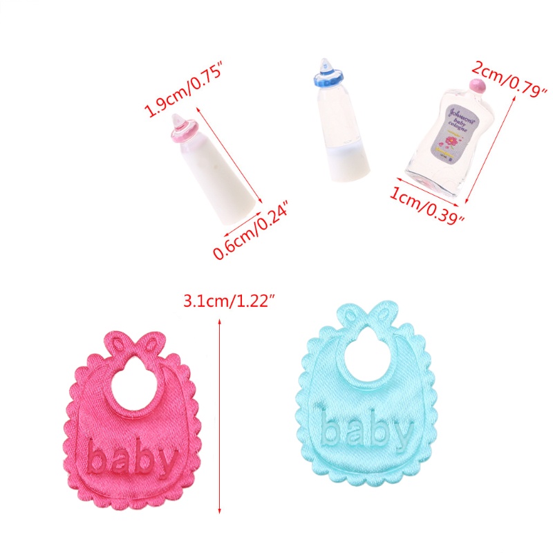 Mary Simulasi Mini Baby Shower Mainan Botol Makan Bib Role-Play Rumah Boneka Accs Toy