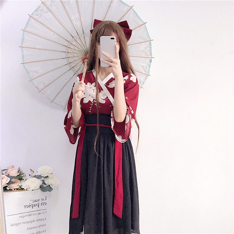 2019 spring and summer New Girl Flower Ballad ancient style Han Chinese clothing Han elements improv