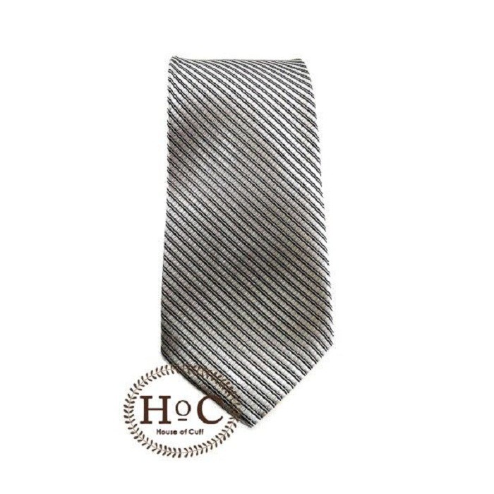 Dasi NeckTie Slim Motif Wedding Best Man  DARK SILVER LISTED TIE