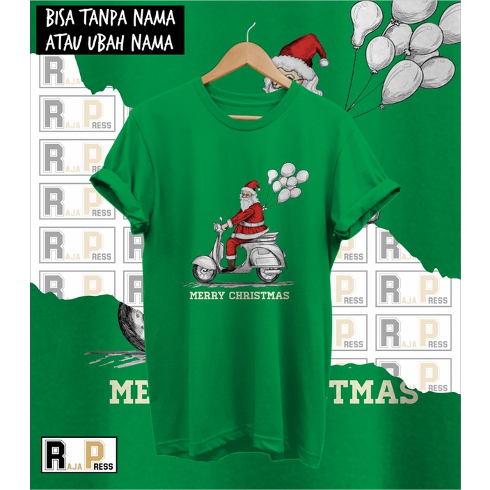 KAOS NATAL BAJU NATAL SANTA NAIK MOTOR MERRY CHRISTMAS KATUN COMBED 30S