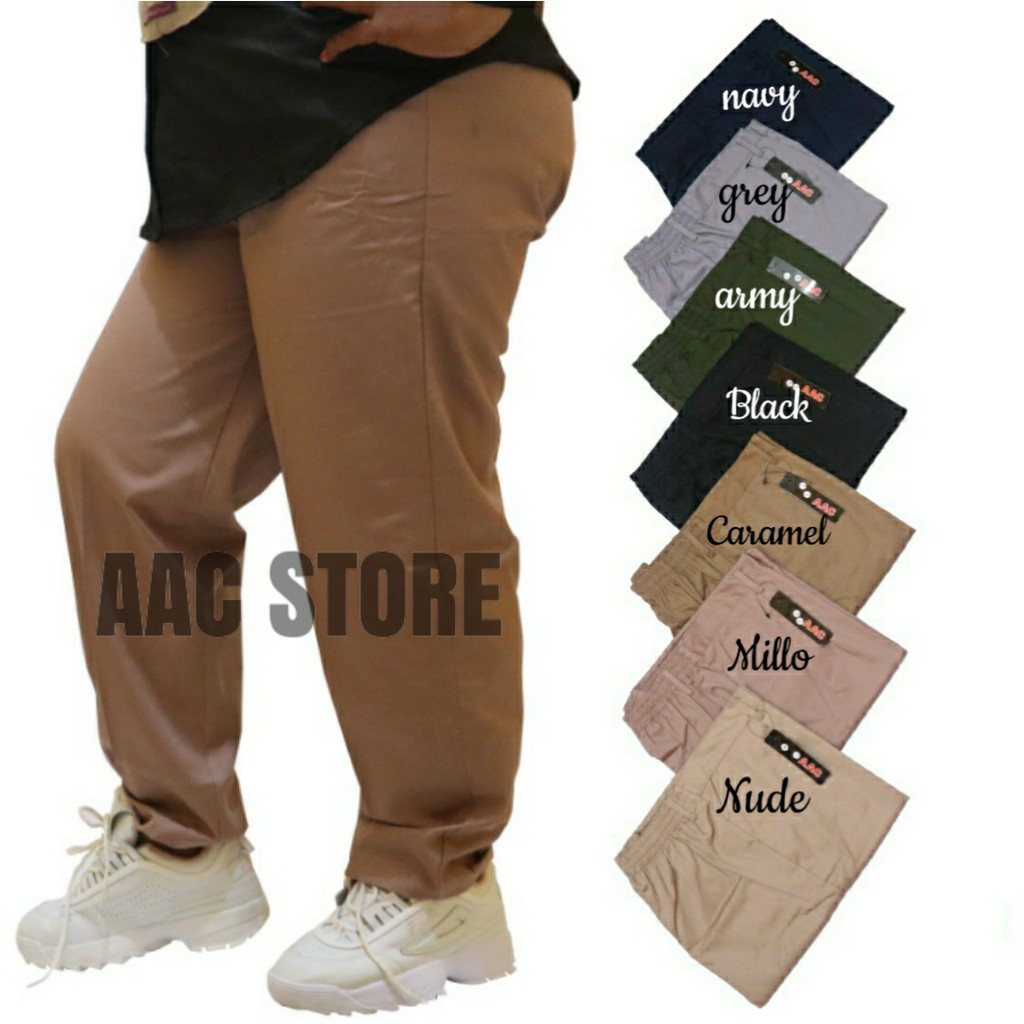 Baggy Pants Premium, Celana Wanita Premium American Drill L5 Super Jumbo / Big Size