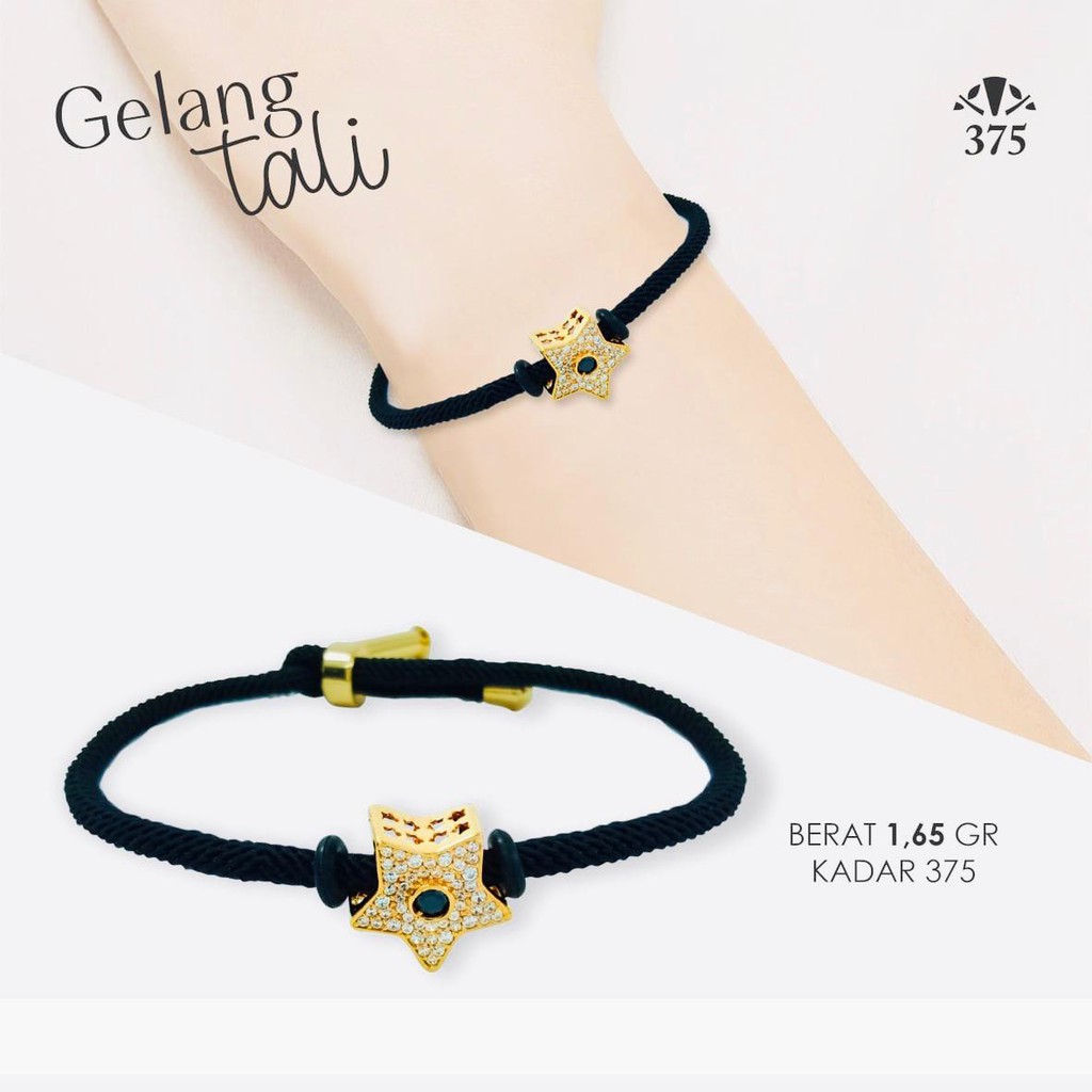 GELANG TALI EMAS ASLI BINTANG KADAR 375
