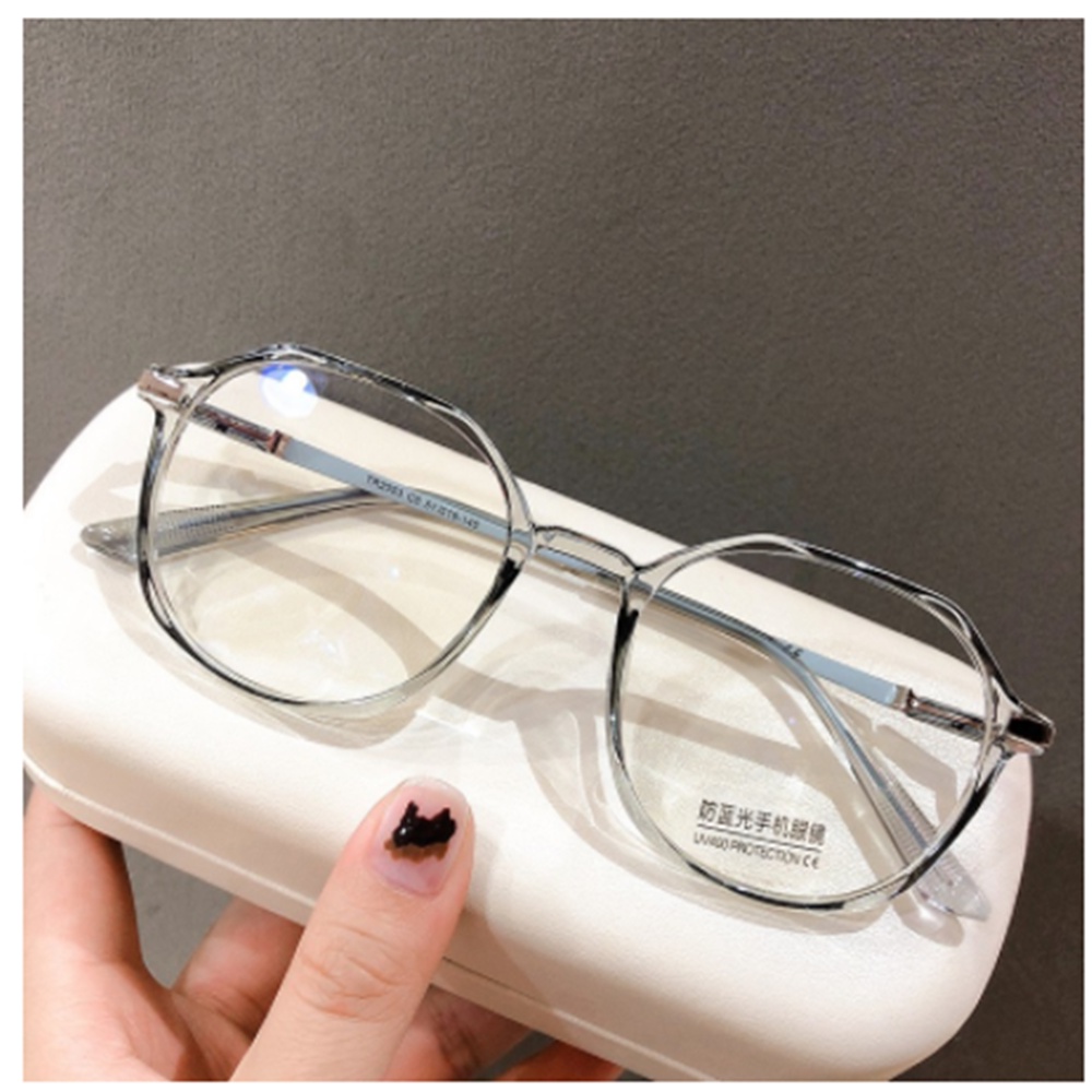 【COD Tangding】6 Colors Anti-Blue Light No Degree Round Frame Flat Glasses Frame Metal Clear Computer Glasses Eyeglasses