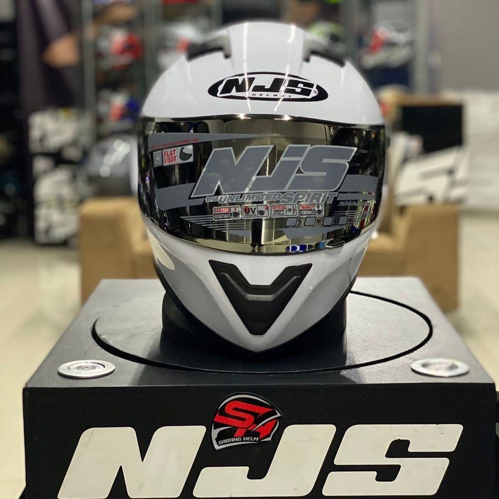 Helm NJS Putih Half Face Paket Ganteng Njs Shadow Banyak Bonus