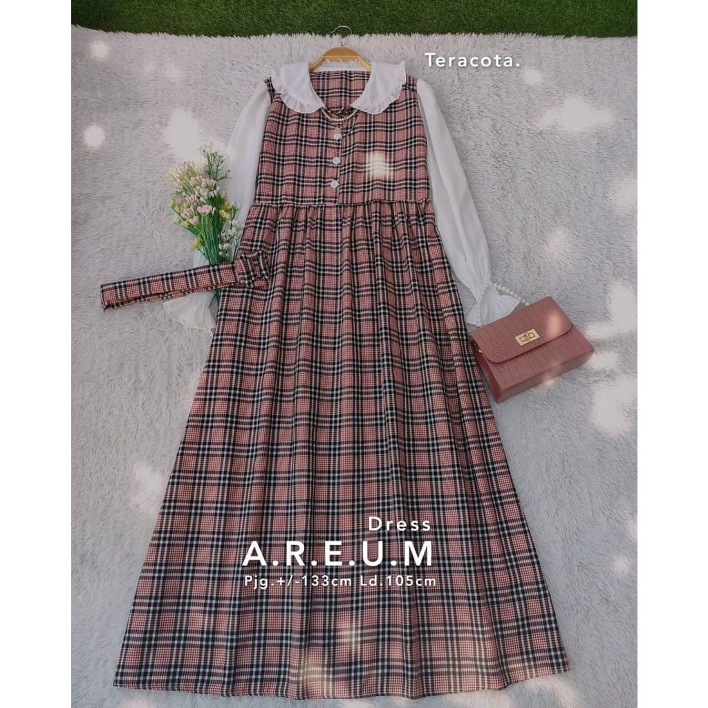 Baju Gamis Wanita Remaja Murah NB /XL Letsmuslimah Cewek Muslim Hijab Syari Muslimah 2022 Terbaru Lt-AREUM - TORACOTTA
