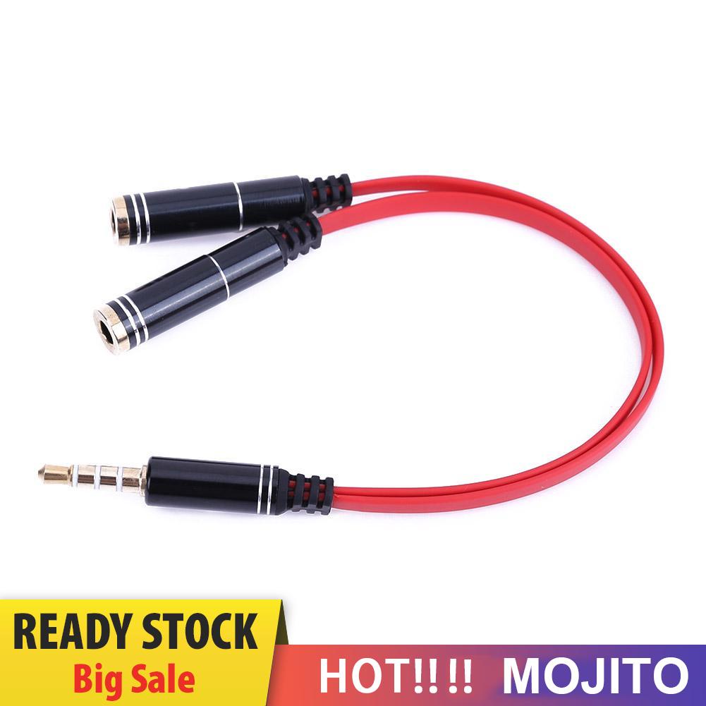 MOJITO 3.5mm Stereo Audio Male to 2 Female Headphone Mic Y Splitter Cable Adapter