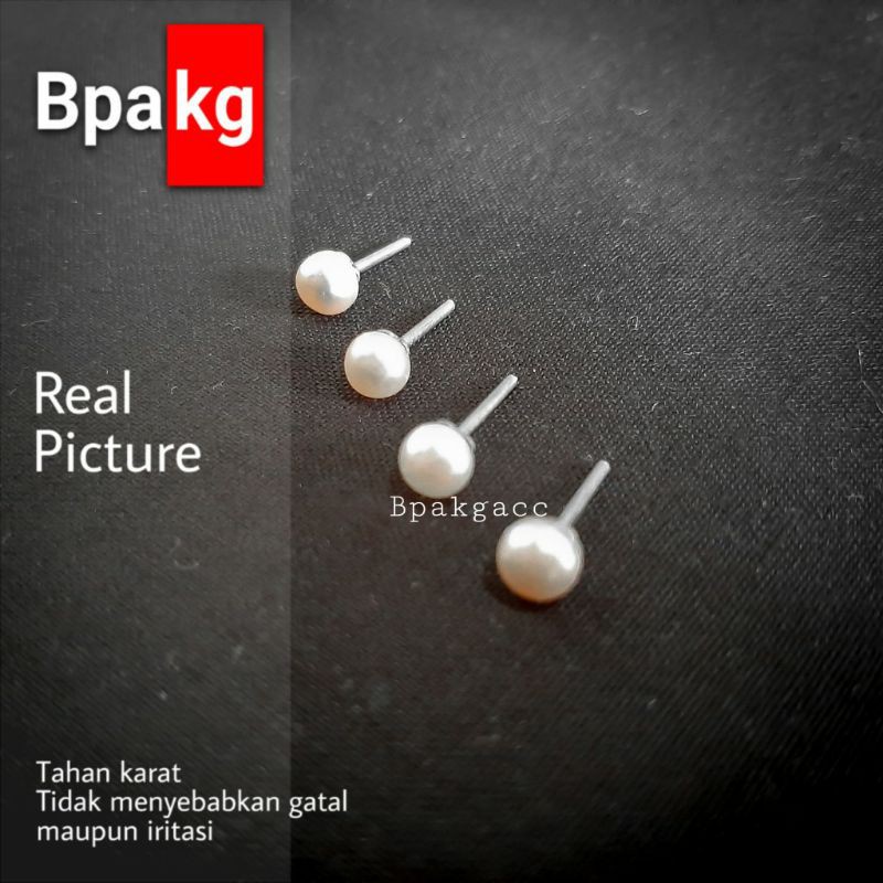 Giwang mutiara Anting tusuk wanita anti karat besi putih asli stud monel giwang tusuk mutiara simple