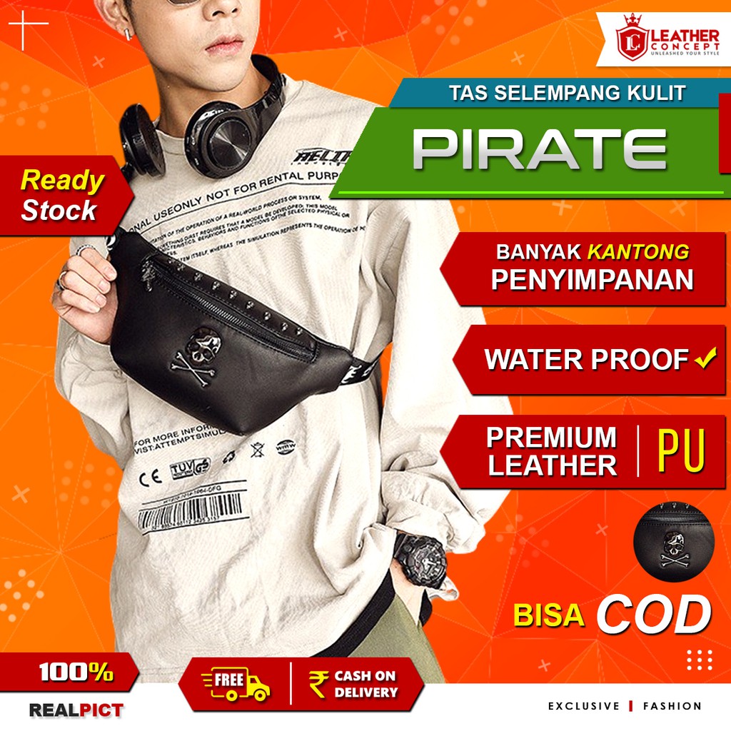 Tas Selempang Kulit Pria Sling Bag Waist Bag Kulit Pria Tas Pria PIRATE