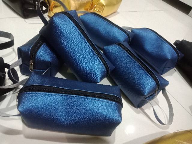 Souvenir dompet pouch model box Bahan syntetis