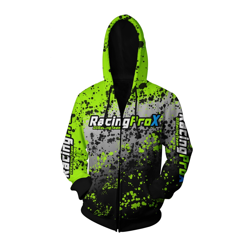 JAKET RACING ZIPPER PROX FOUR GREEN FULLPRINT